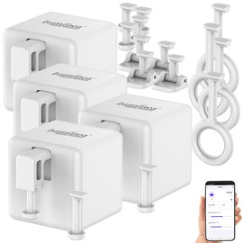Luminea Home Control Smart Fingerbot: Set of 4 Smart Switch Attachments for Toggle Switches & Buttons, with App (Switch App, Bluetooth, Buttons, Bluetooth)