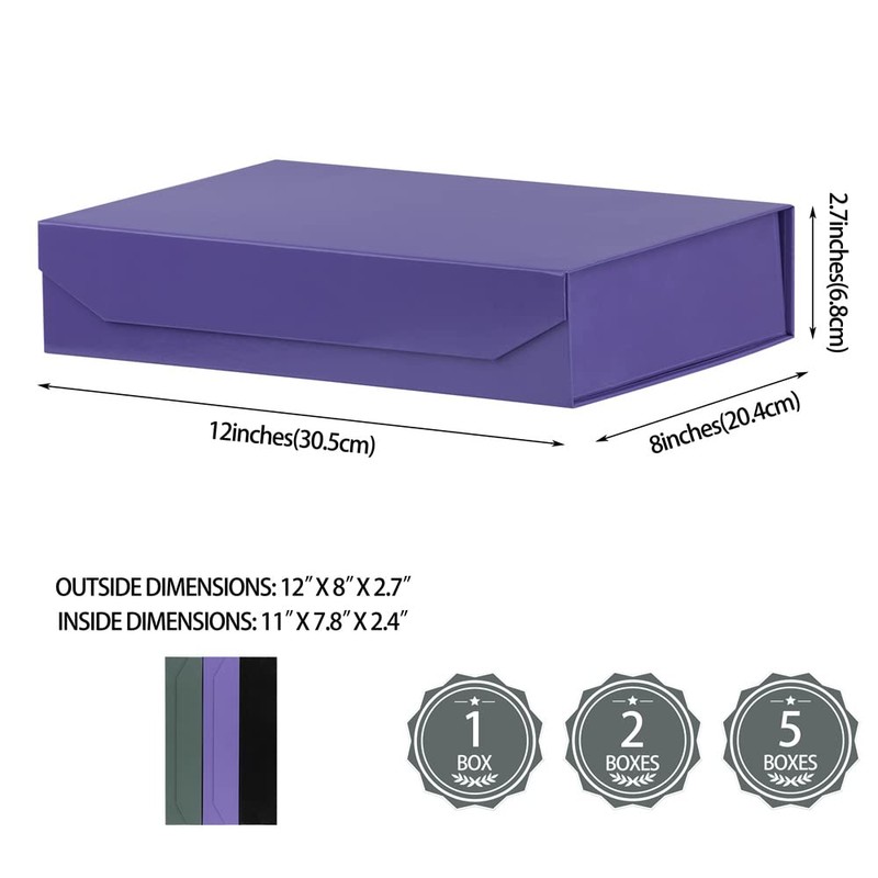 PACKGILO 1 Pack Purple Gift Box with Lids Small 12