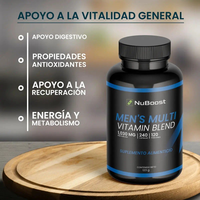 Men Multi 240 Caps Energía Digestión Hombres Nuboost Sabor