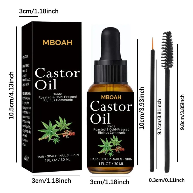 Aceite De Ricino Mboah Grado Cosmético 2 Frascos 30 Ml