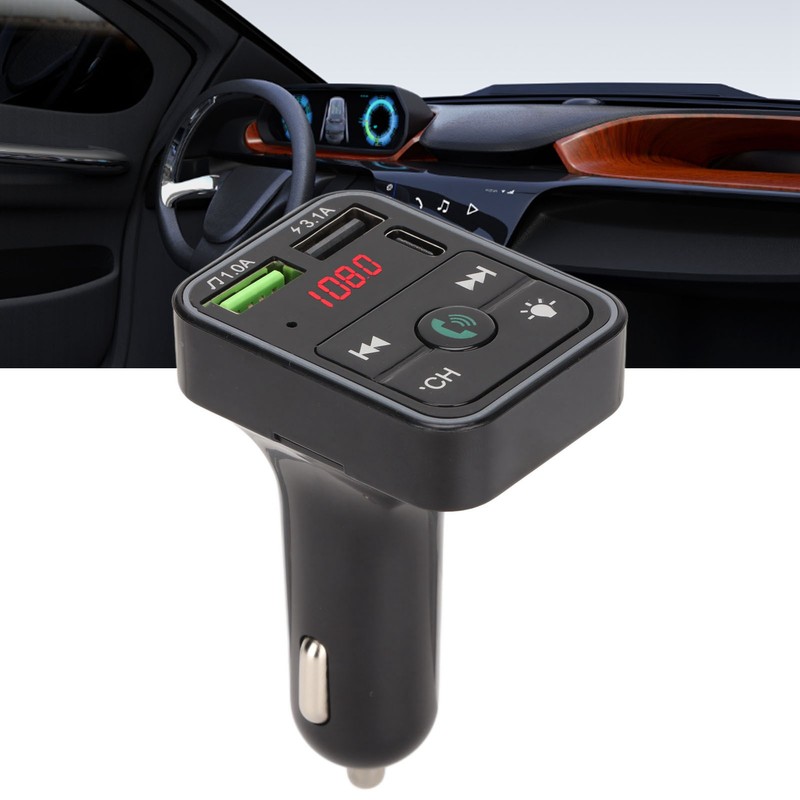 Bluetooth 5.0 FM Transmitter Hands Free Call USB 2.0 Music