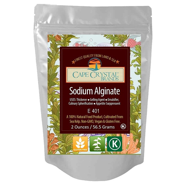 Sodium Alginate 100% Food Grade | Natural Thickening Powder & Gelling Agent for Cooking ( 2 Oz)