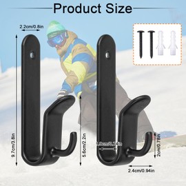 Rolitwils Snowboard Wall Mount Clips, Horizontal Skateboard Wall Mount，Snowboard Display Stand for Room, Garage