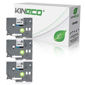 Kineco 3 Label Tapes Compatible with Brother TZE-221 TZ-221 9 mm/8 m - Black on White P-Touch 1010 D400 D600 H100L H100r