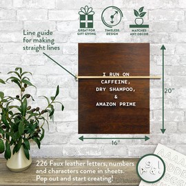 Jut Made Magnetic Letter Board – Changeable Message Sign for Home, Office and Room Décor – 16x20 Inch – Walnut Wood Frame with White Letters