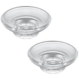 Glass Soap Dish 2 Pack, Aomasi Bathroom Round Transparent Soap Holder, Soap Tray for Bathroom Countertop Kitchen Sink Glassware