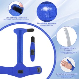 Guegine 2 pcs Finger Splint,Finger Brace with Wrist Brace,Triggerfinger Splint,Adjustable Little Fingersplint,Supported Broken Fingersplint,For Fixation and Correction of Bent and Broken Fingers