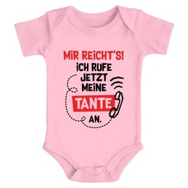 MoonWorks® Baby Bodysuit with Saying "Tante lustig Mir reichts ich Rufe jetzt Meine Tante an Organic Cotton Boys and Girls, pink