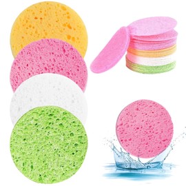 Scettar Compressed Face Sponges, 4 Colours, Reusable Cleansing Sponge, Make-Up Sponge, Round Cellulose Make-Up Pads, Face Cleansing Set, Pack of 72