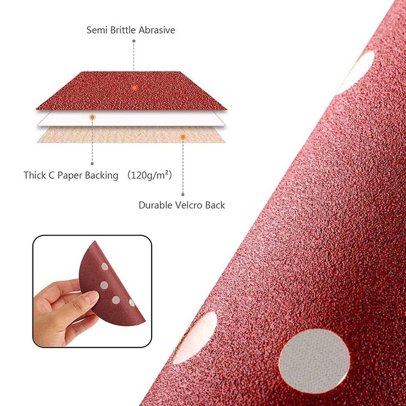 Maveek 50 Pieces 8 Holes Sanding Discs 40 Grit 5