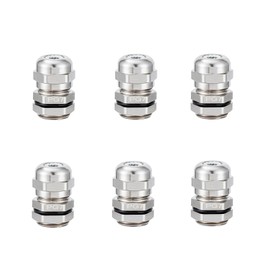 INCONTESTA 6 Pcs PG7 Cable Gland Joint Stainless Steel Adjustable 3-6.5mm Lock Nut Waterproof Connector