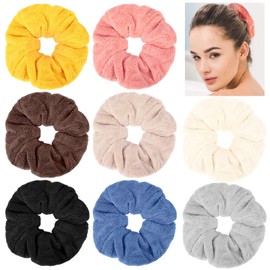 8 Scrunchies de Secado Grandes Toalla de Pelo de Microfibra Suave Soporte de Cola de Caballo de Pelo Secado de Cabello sin Calor sin Borrosidad para Cabello Húmedo y Seco, 8 Colores
