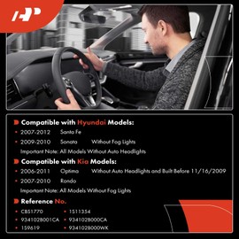 A-Premium Turn Signal Switch, Headlight Dimmer Blinker Lever Multifunction Switch Compatible with Hyundai Sonata 2009-2010, Santa Fe 2007-2012 & Kia Optima 2006-2011, Rondo 2007-2010, Replace# CBS1770