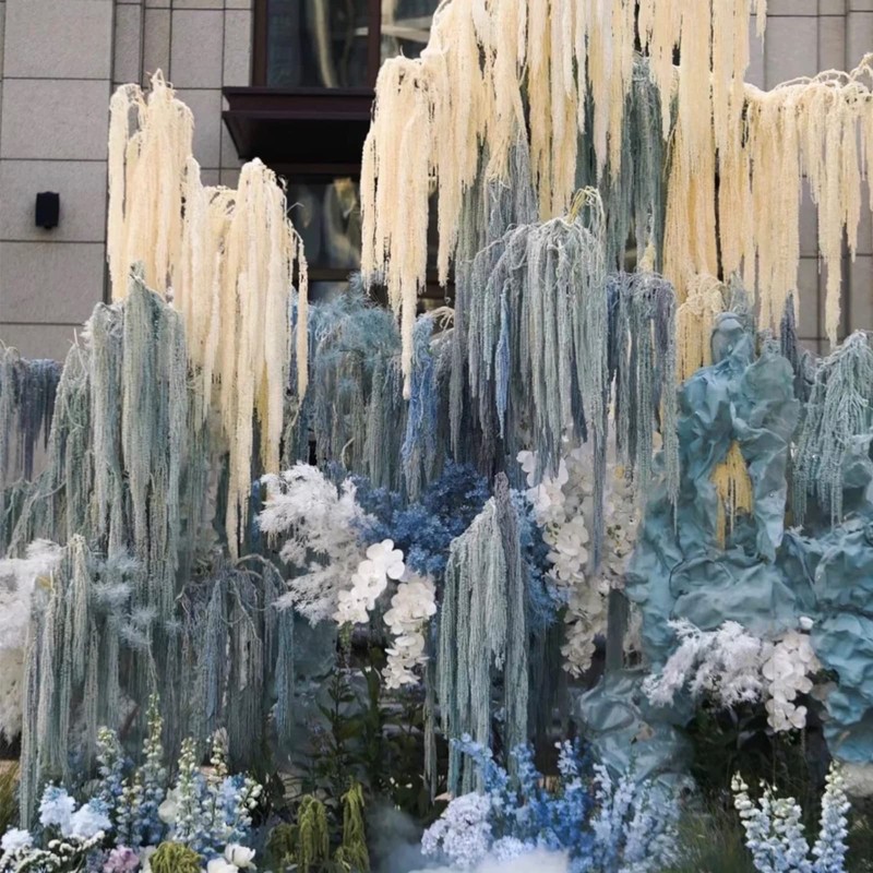 5 Pcs Cream White Hanging Amaranthus, 23" Preserved Cascading Flowers