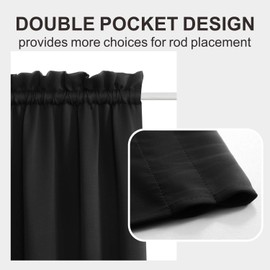 Aquazolax Front Door Curtains for Glass Window Black - Thermal Insulated Blackout Curtain Drapes for Small Front Sidelight Door Windows, 25x40 Inch, 1 Panel with Tieback