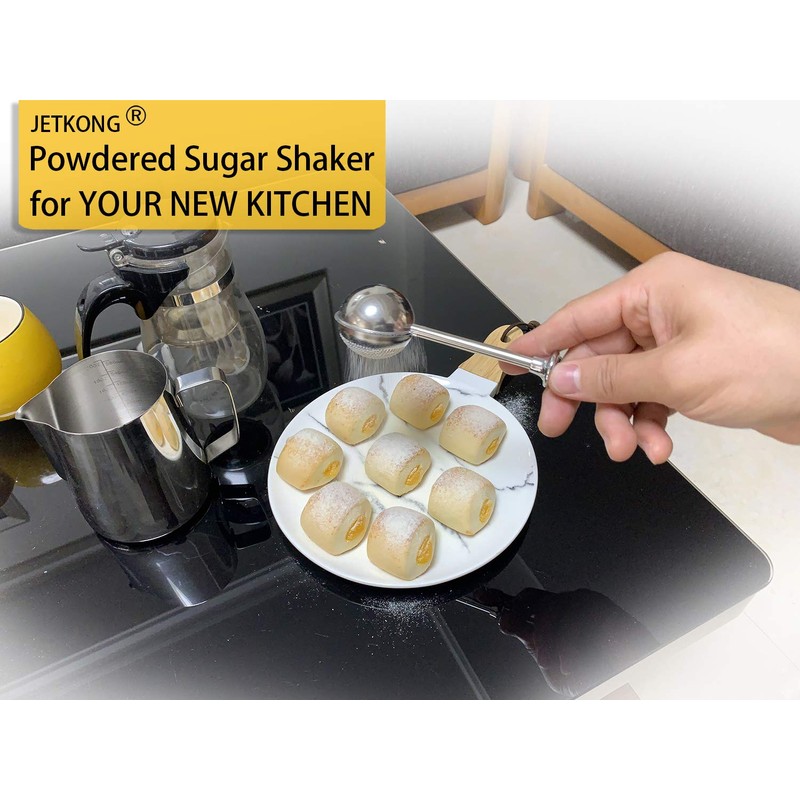 JETKONG Powdered Sugar Shaker Duster Flour Dispenser Shaker with 18/8