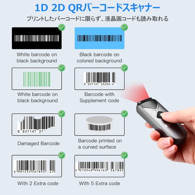 Eyoyo Small Barcode Scanner, QR Barcode Reader, 2D, 1D QR