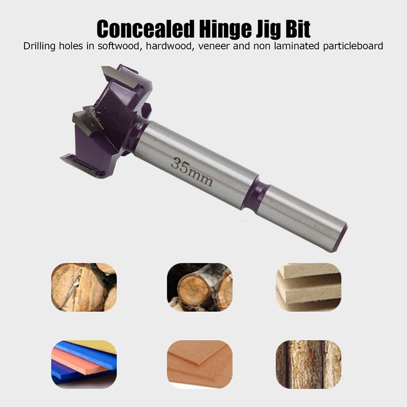 Concealed Hinge Jig Bit 3 Flute Woodworking Hole Punch Drill