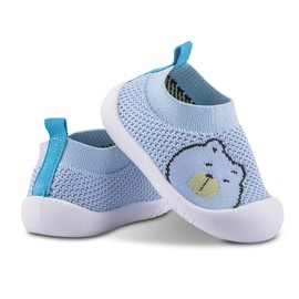 Pluatyep Baby Toddler First Walking Non-Skid Shoes Infant Boys Girls Soft Sole Fashion Breathable Knitted Mesh Socks Shoes Slip-on Slippers, A02-bluebear, 12-18 Months Toddler
