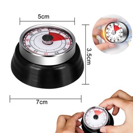 Kitchen Timer Mechanical, Mechanical Timer, Stainless Steel Kitchen Timer, Magnetic Kitchen Timer, Can Be Magnetically Attached to the Refrigerator, Ideal for Learning, Baking, Yoga