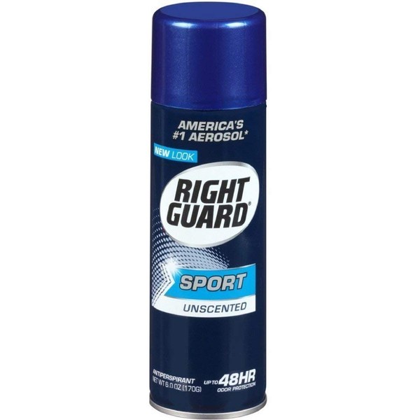 Right Guard Sport Unscented Aerosol Antiperspirant Spray 6 oz (Pack of 8)