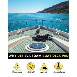 KT GuoMei Boat Flooring Self-Adhesive EVA Foam Boat Decking Non-Skid mat 94.5"X43.31" for Decorate Fishing Boat Kayak Yacht Pool RV Floor etc (Straight Groove, Light Grey and Green, 94.5"X43.31")