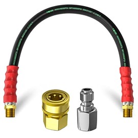 POHIR 3/8” Pressure Washer Whip Hose 2FT, Short Hose Reel Connector Hose for Power Washing, 248℉ Hot Water Power Washer Hose 4800 psi, 3/8” High Pressure Jumper Hose with Removable 3/8 Quick Connect