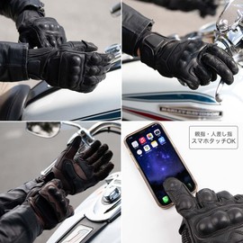 DEGNER Leather Gloves with Protector for Motorcycles TG-94 (Brown, L)