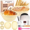 Silicone Banneton Bread Proofing Basket Set, Foldable 10 inch Oval