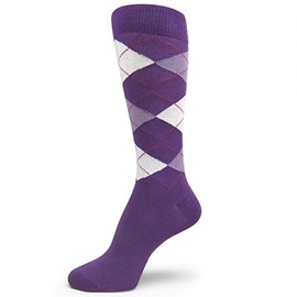 Spotlight Hosiery Men Argyle Dress Socks Small Size.Light Purple/Lavender/White
