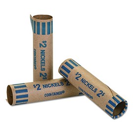 MMF Industries Preformed Tubular Coin Wrappers, Nickels, 1000 Wrappers per Box, Blue (2160600B08)