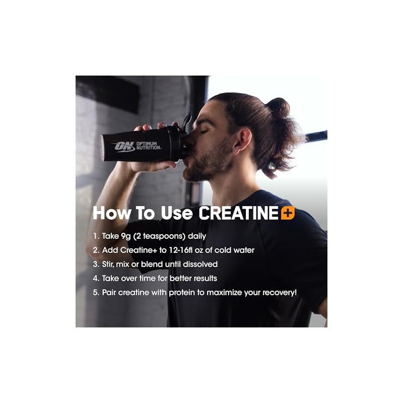Optimum Nutrition Creatine Monohydrate Plus Powder, Strawberry Peach Flavored Creatine
