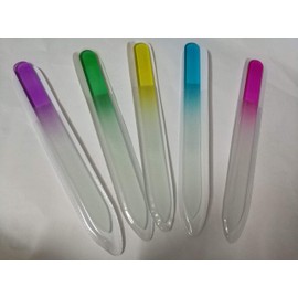 Premium Crystal Glass Nail Files Manicure Set, Professional Double Sided Pedicure Files - Best Glass Nail Files for Natural Nails - Mix Color - 5 Pieces