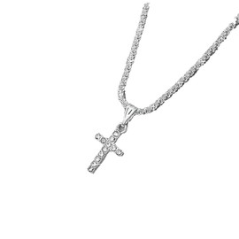 Alegend Charm Sparkling Necklace Cross 14K Silver Plated Fully Studded with Diamonds Luxurious Exquisite Style Silver Jewelry Lobster Clasp Adjustable Extender