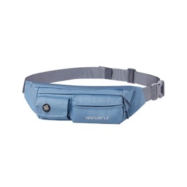 WATERFLY Riñonera para mujeres y hombres, resistente al agua, pequeña bolsa de cintura con 4 bolsillos para correr, viajar, senderismo, caminar, bolso cruzado ligero para todos los teléfonos, Azul,