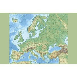 24x36 Gallery Poster, Topographic Map of Europe