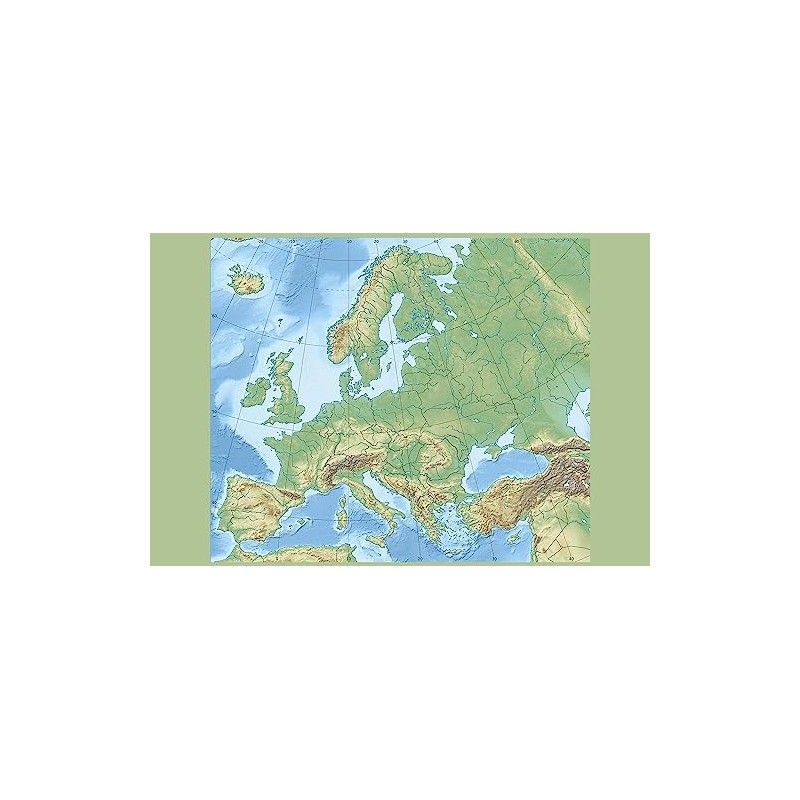 24x36 Gallery Poster, Topographic Map of Europe