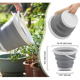 Neez 10L Collapsible Bucket for Car Wash, Mop, Easy Cleaning with Handle - Foldable, Portable, Space Saving Indoor Outdoor Use (Grey)