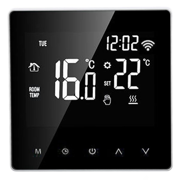 ME81H AC230V 50/60Hz Smart Thermostat 5~90°C WIFI Smart Thermostat LCD Touch Screen Water Floor Heating Thermostat for Tuya (White Background White Button 16A)