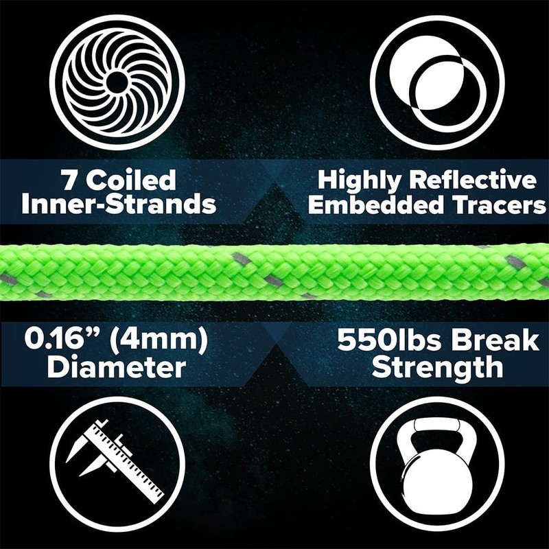 Paracord Planet Reflective 550lb Paracord – 7 Strand Type III