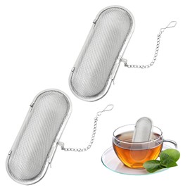 2Pcs Tea Infuser for Loose Tea, Stainless Steel Tea Infuser with Chain, Oval Tea Strainers for Loose Tea, for Loose Leaf Tea and Spices