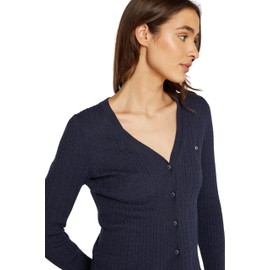 Tommy Jeans Women's Cable Essential Button Down Cardigan, blue, M