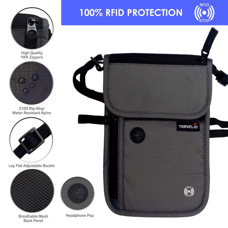 TRAVELiO Passport Holder Men & Women RFID Blocking Hidden Travel