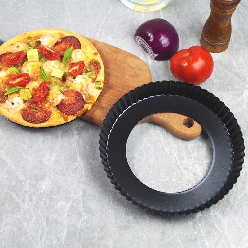hzbaiyi 8 inch Quiche Pan, 22cm Non-Stick Deep Pie Pans