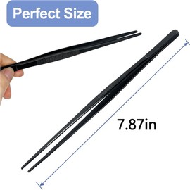 2Pcs Long Tweezers, 10in Kitchen Tongs for Cooking Repairing, Sea Food, Kitchen Tweezers for Cooking, Pasta, BBQ, Black Pasta for Cooking, Roasting, Dessert, Decorating Dishes and Serving