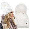 Alur Women's Beanie Winter Hat Knitted Hat with Bobble -