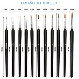 13 piezas Juego de Pinceles de Detalle Micro Juego de Premium Punto Fino Pinceles Cepillos de Pintura Pinceles Miniatura Pintura Artística Brochas de Primera Calidad Acuarela Pintura al Oleo Cara