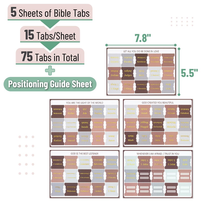 Mr. Pen- Bible Tabs, 75 pcs, Warm Mocha, Gold Foil