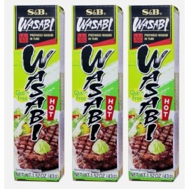 S&B 3 PACK of S&B Foods Sushi Sashimi WASABI Paste In Tube Gluten Free Made in Japan
