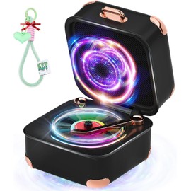 Bluetooth Speaker Wireless【2025 Creative Design Award】【52mm Titanium Diaphragm for Hi-Fi Audio】 Speakers Wireless Bluetooth Creative and Cute Desktop Suitcase Design with Manual Knob Control Black
